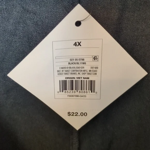 NEW Womens 4X Linen Blend Black Tie Front Summer Top Ava & Viv Short Sleeve 🌞 - Picture 6 of 10